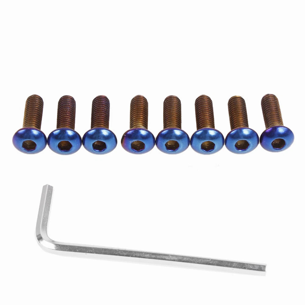 Set of 8 Steering Wheel Conical Screws with Allen Key - Blue