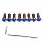 Set of 8 Steering Wheel Conical Screws with Allen Key - Blue