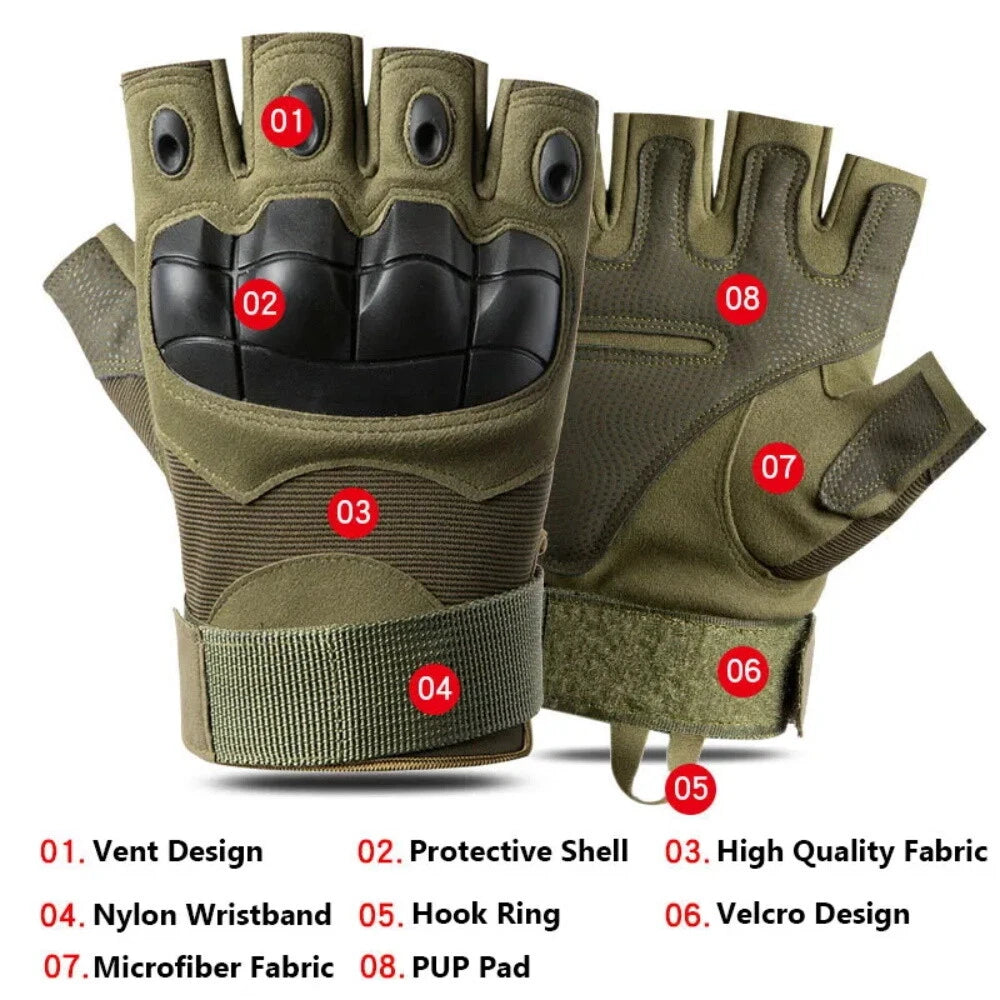 Traveling Camping Gloves for Motorcycle (Fingerless, Knuckle Protection)