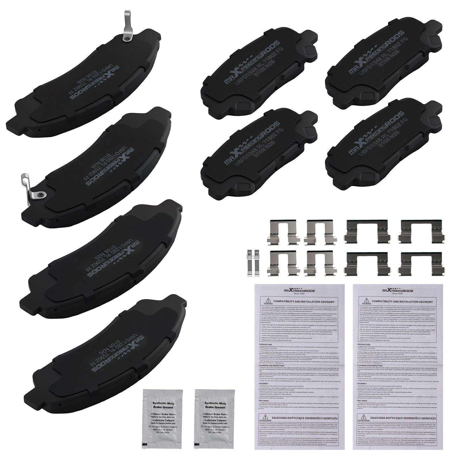 Ceramic Brake Pads Kit for Acura ZDX (2010–2013) Honda Pilot (2009–2015)