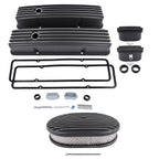 Finned Tall Valve Covers & Oval Air Cleaner Kit for Chevy SBC