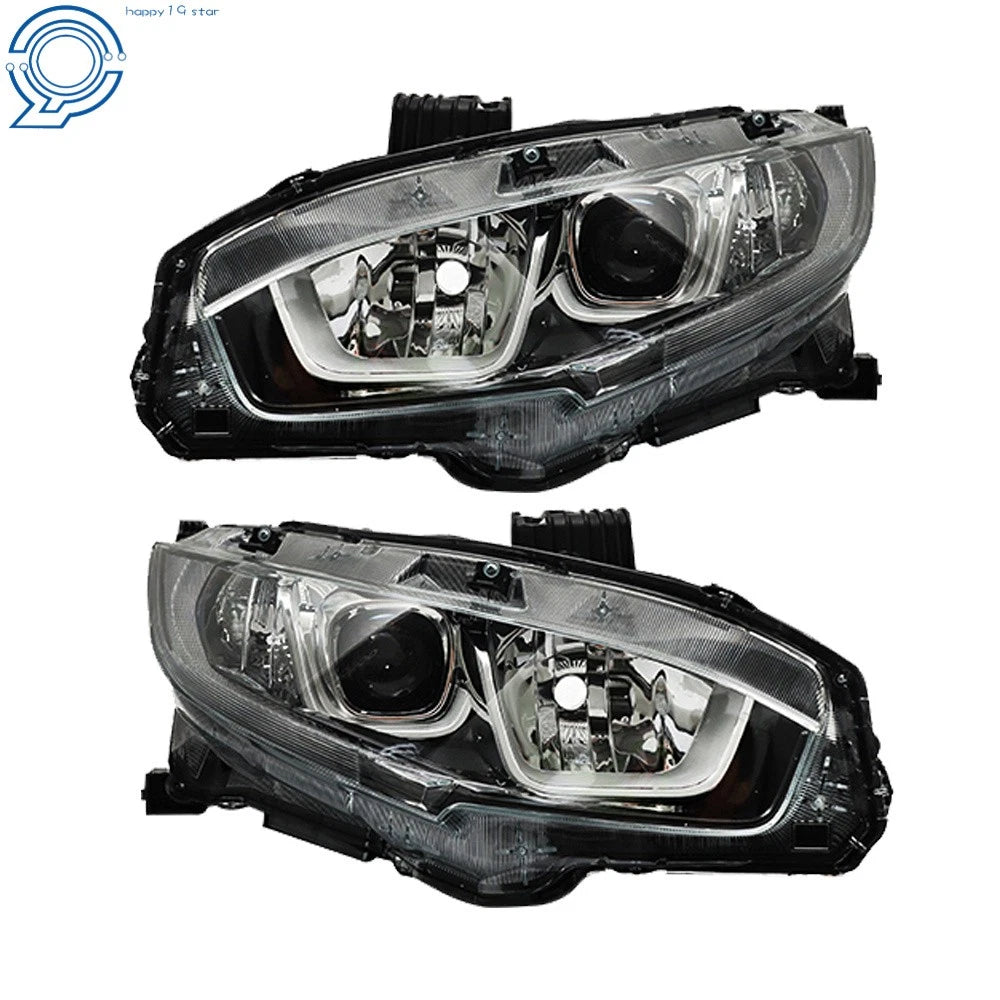 Set of 2 Chrome Housing LED DRL Headlights for Honda Civic (2016–2020)