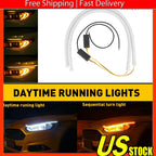 2X White Amber 60cm Flexible LED Strip for Daytime Running Light