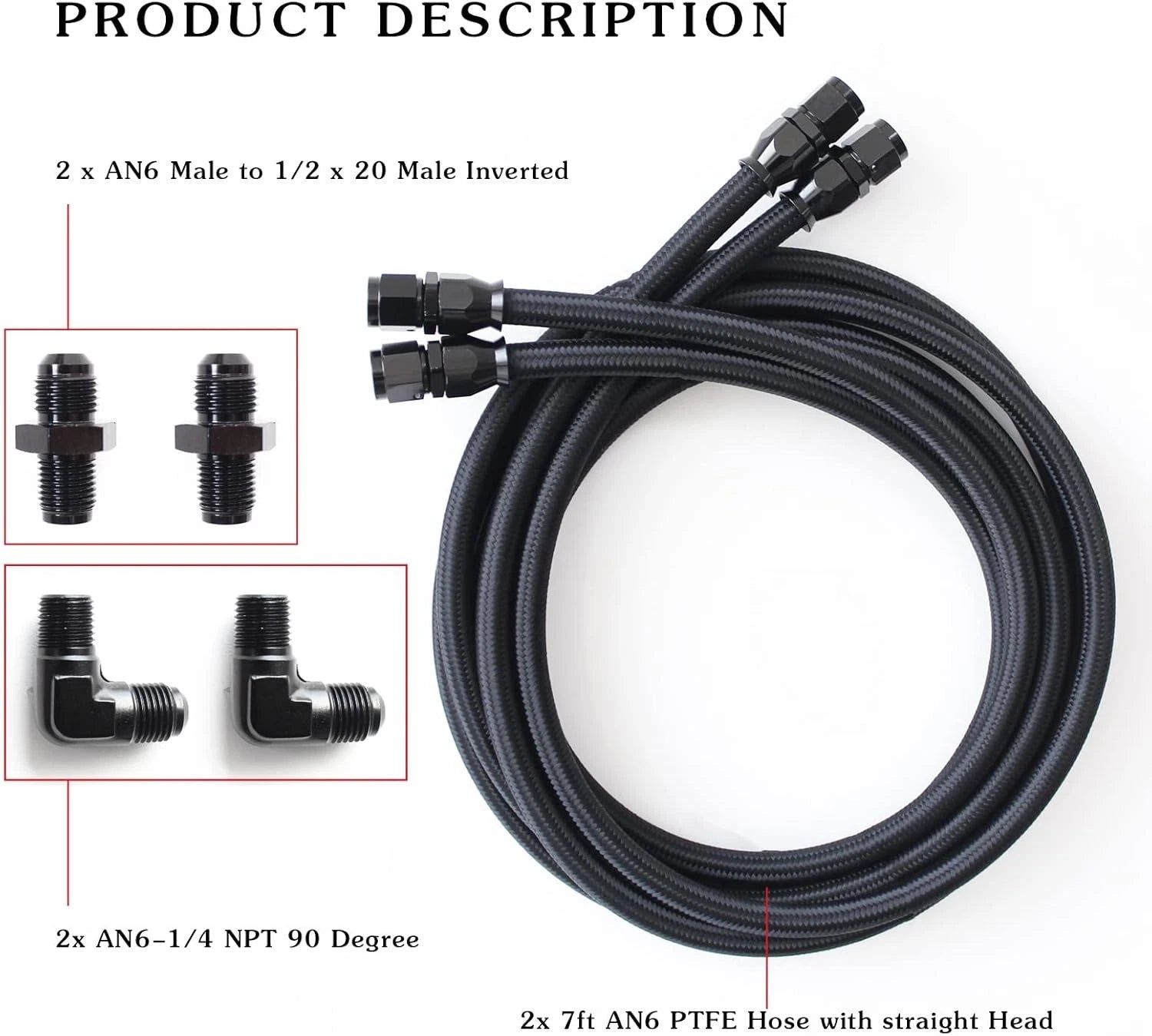SS Braided Transmission Cool Hoses Lines Kit for Chevy Ford TH350 TH400 700R4