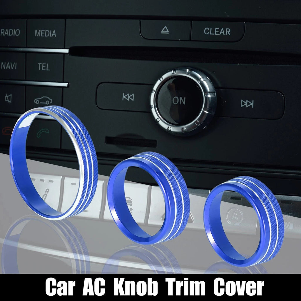 3pcs Headlight Volume Tune Knob Cover for Ford Mustang (2015–2020) Blue
