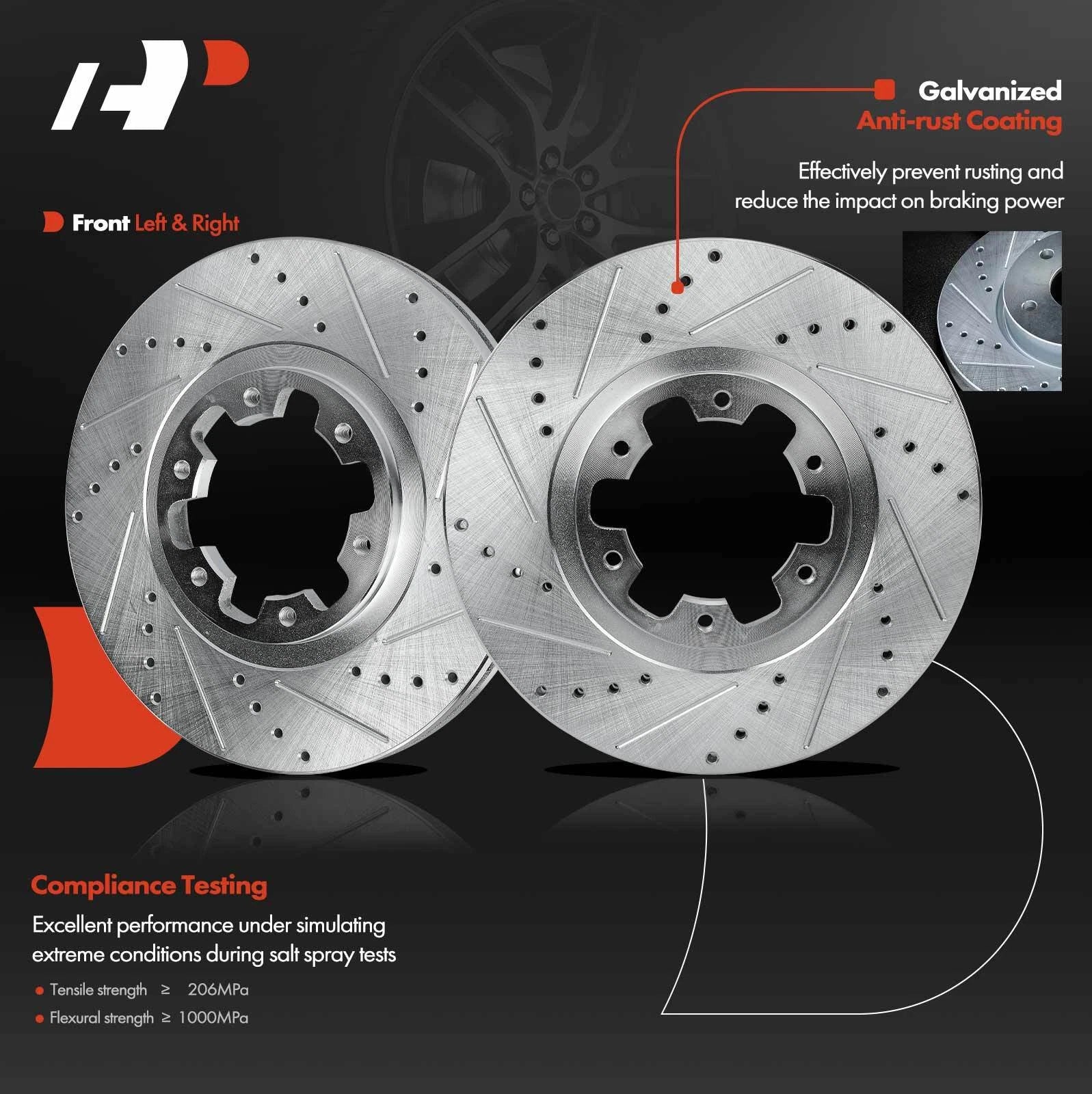 Front Drilled Brake Rotors & Ceramic Pads for Nissan Pathfinder (1998–2004)