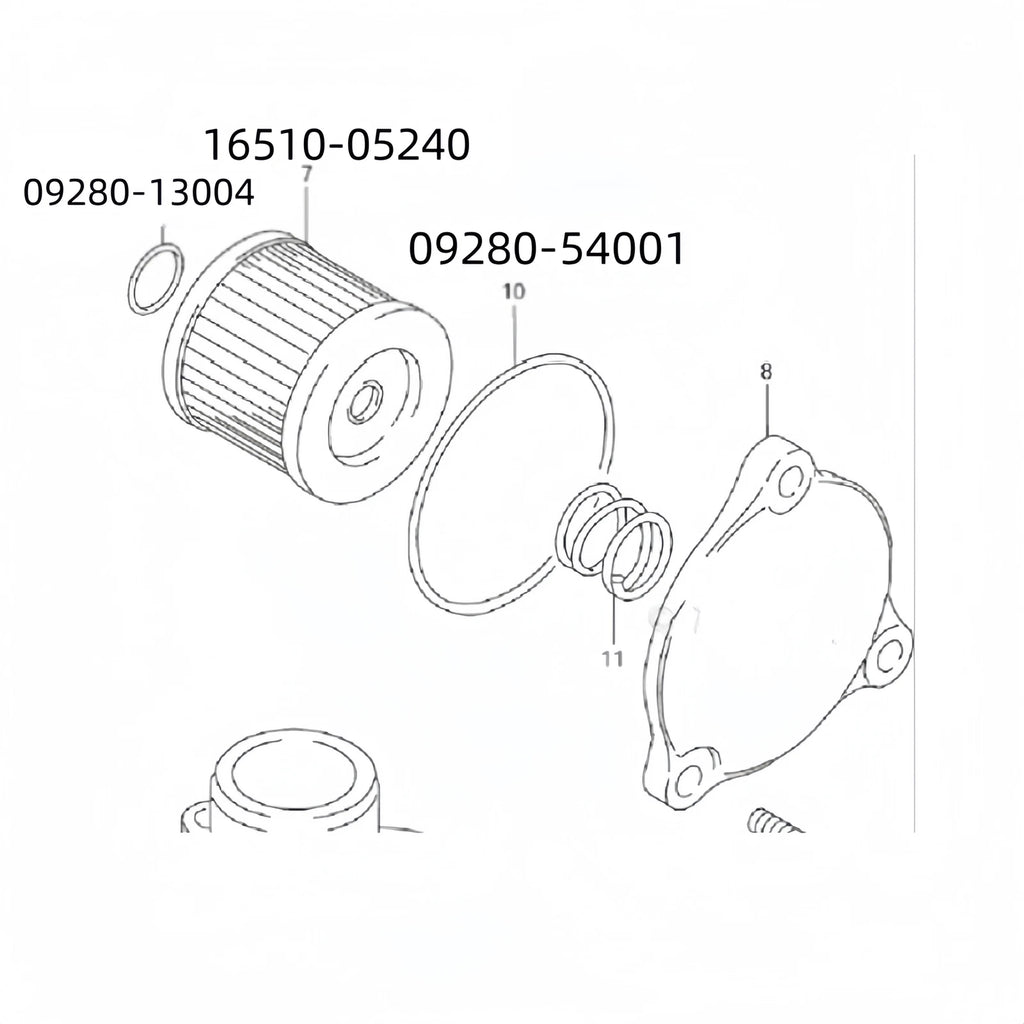 Set of 5 Oil Filters with O-rings for Suzuki (16510-05240, 09280-13004/54001/60005)