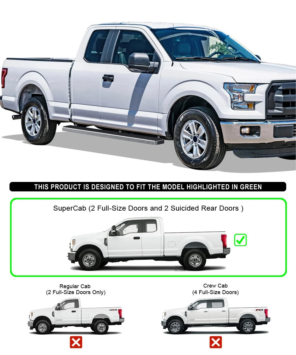 Set of 2 Running Boards for Ford F150 Super Cab (2015–2026)