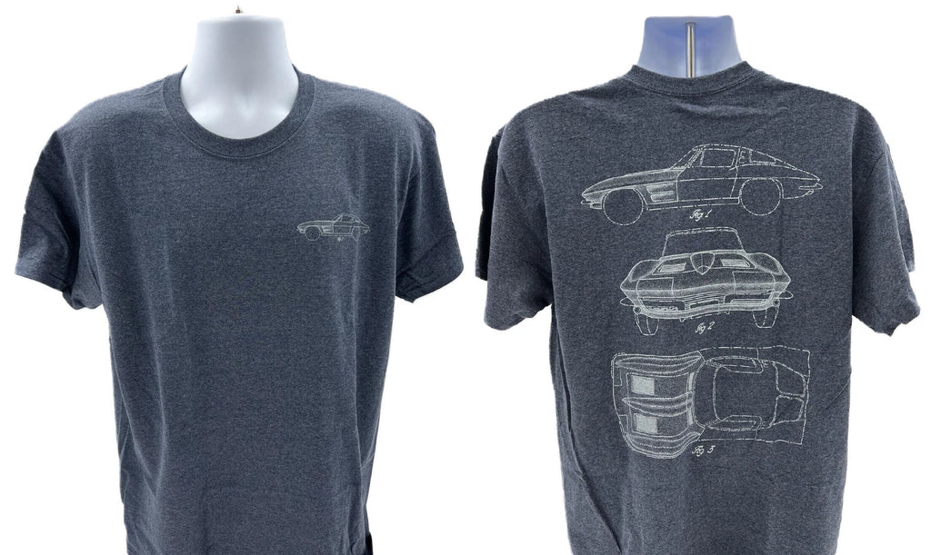 Heather Blue T-Shirt Corvette Blueprint for Chevy Corvette C7 (2014–2019)
