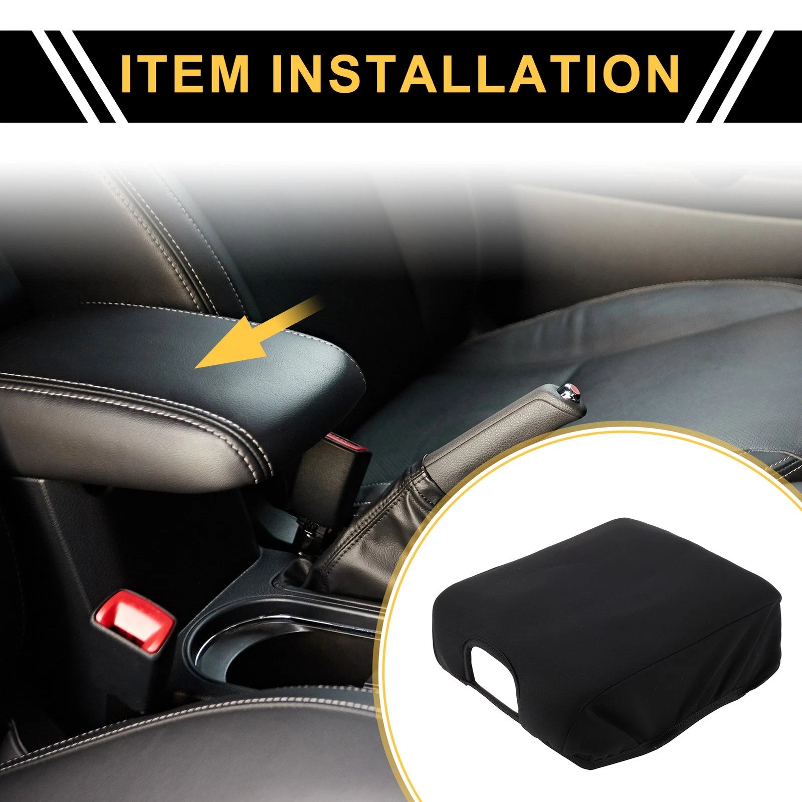 Center Console Lid Armrest Cover for Ford F-150 (2015–2020) Soft Foam Black