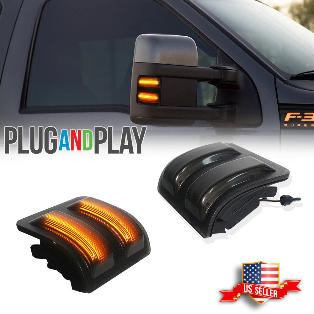 Smoked Amber LED Side Mirror Marker Signal Lights for Ford F250 F350 F450 F550