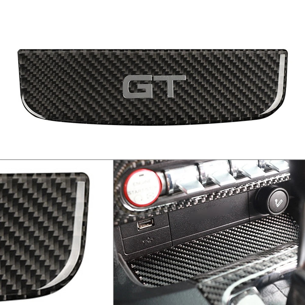 Carbon Fiber Interior Storage Box Trim Cover for Ford Mustang (2015–2019)