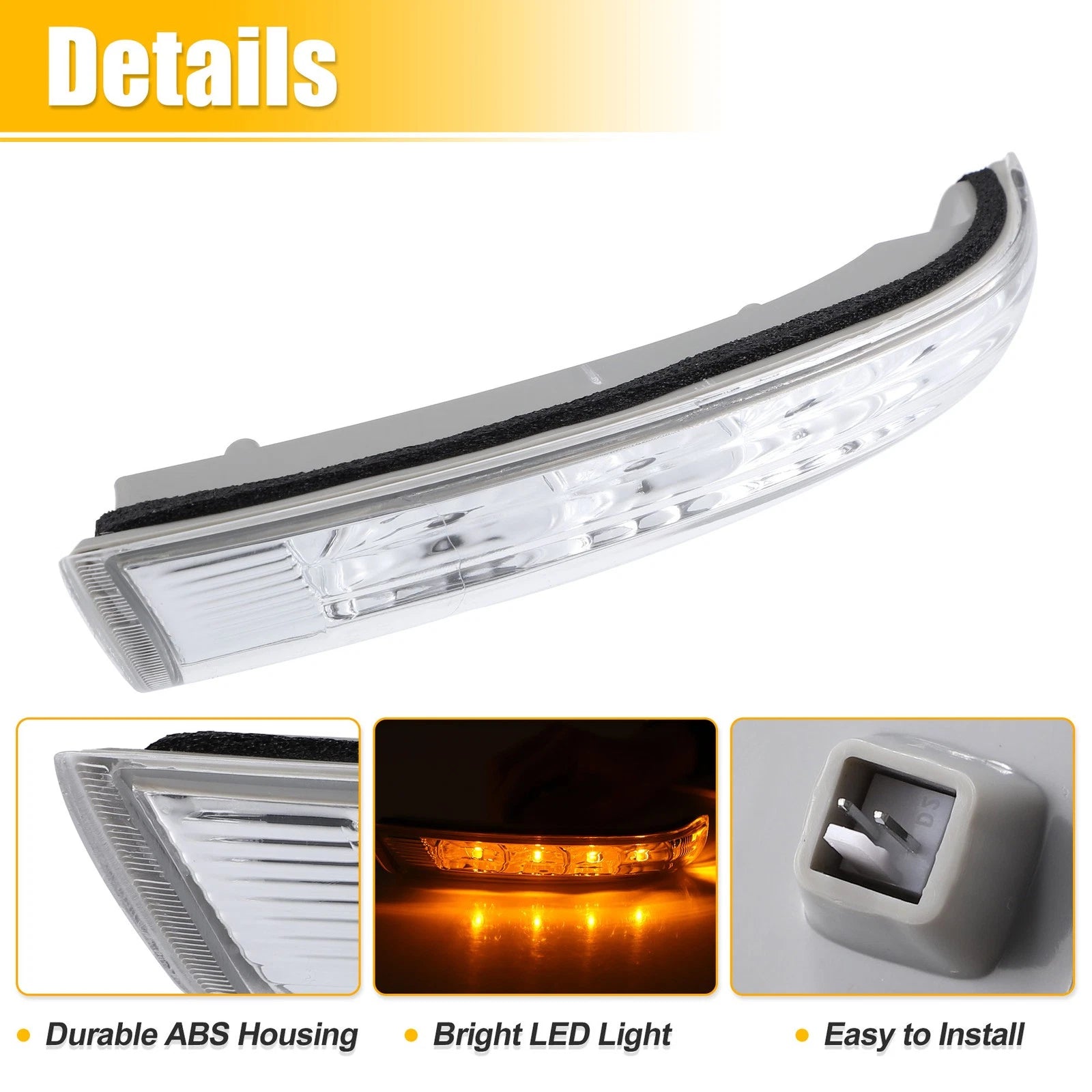 LED Left Rear View Mirror Turn Signal Amber Light for Hyundai Santa Fe (2007–2012)