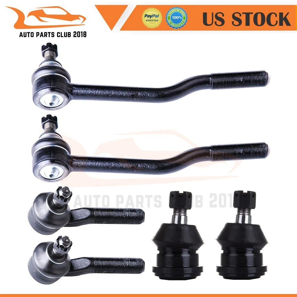 Set of 2 Lower Ball Joints & 4 Tie Rod Links for Nissan D21 (1986–1994)