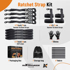 Set of 2 Ratchet Tie Down Straps 1.6in x 8ft for Truck Trailer