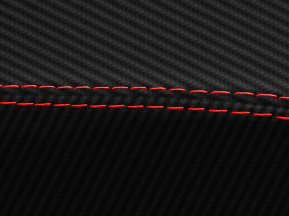 Console Lid Armrest Cover for Ford Edge (2011–2020) Carbon Fiber Red Stitch