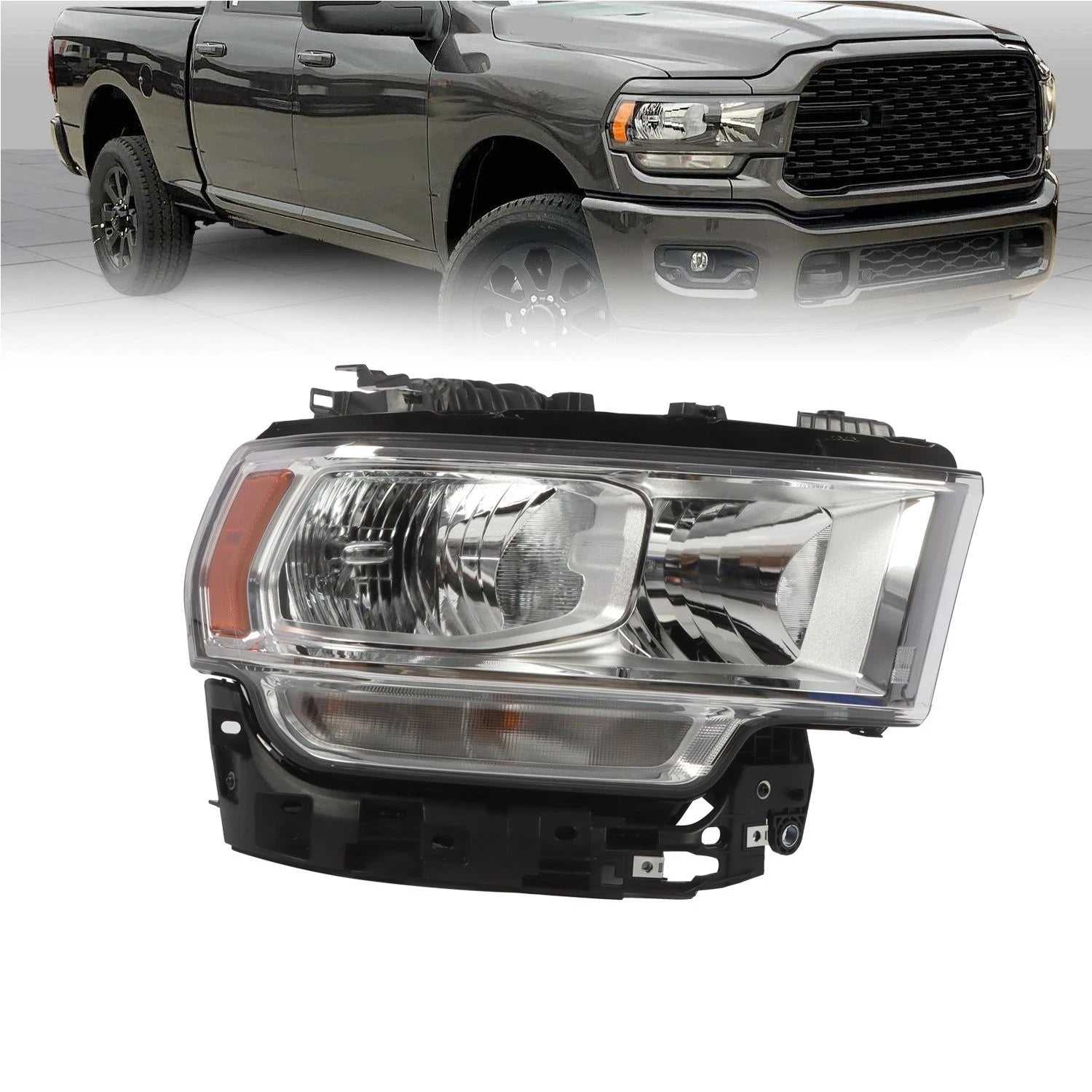 Headlight Halogen Chrome Passenger Side for Ram 2500 3500 (2019–2024)