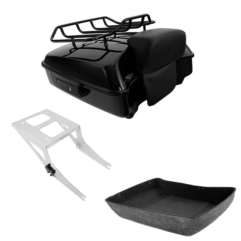 Chopped Trunk Backrest Pad Rack Mount for Harley Softail Fat Boy (2008–2017)