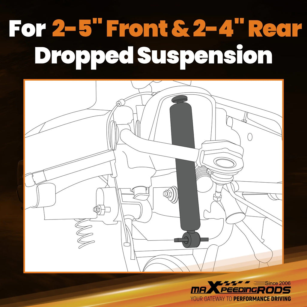 Lowering Shocks Set of 4 for Chevy GMC (1999–2006) F2"-5" R2"-4" Drop