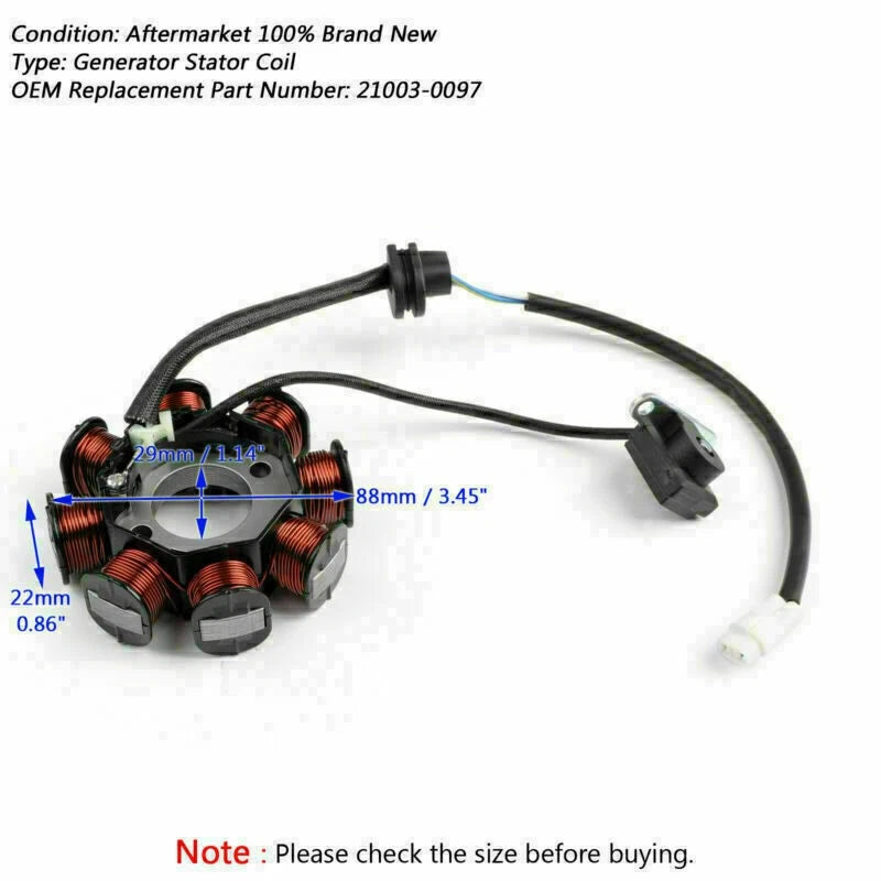 Magneto Stator Coil for Kawasaki KLX110L KLX110 (2010–2018) 21003-0097