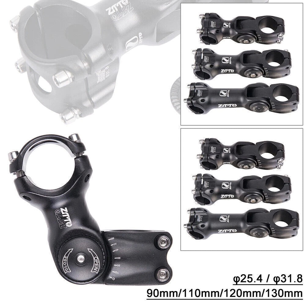 Adjustable Handlebar Stem for ZTTO Road MTB Bicycle (60° 31.8mm, 90/110/130mm)