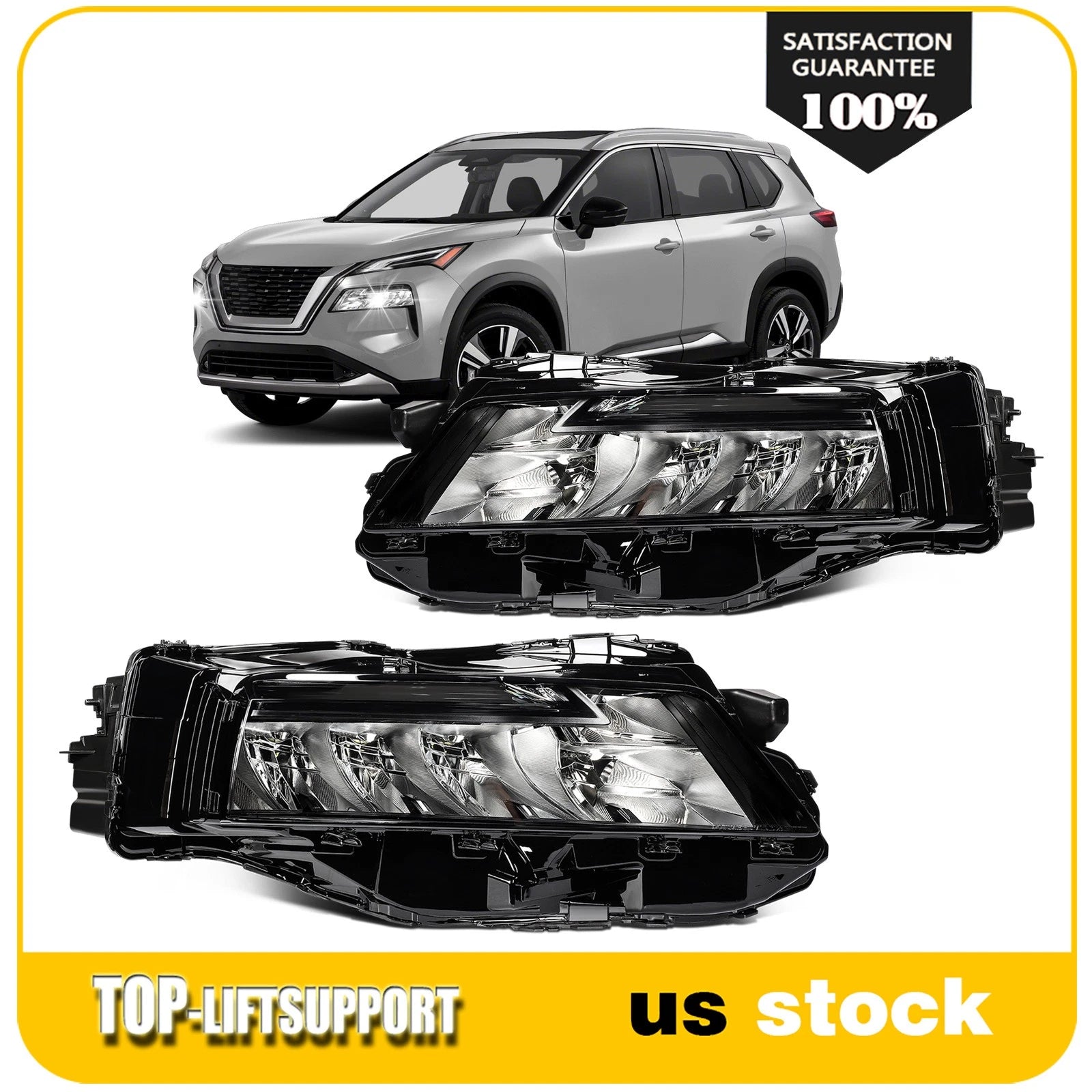 LED Headlights for Nissan Rogue S (2021–2025) Black Housing Pair