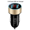 Universal Dual USB Car Charger 3.1A with LED Display 12-24V