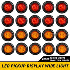 20x LED Round Marker Lights for Clearance (3/4", Amber/Red, 12V)