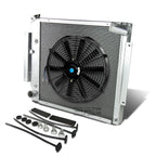 3 Row Aluminum Chrome Radiator + 14" Black Fan for Scout II/Pickup (1971–1980)