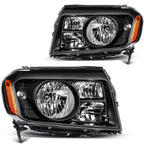 Headlight Assembly Pair for Honda Pilot (2009–2011) Black Housing Clear Lens