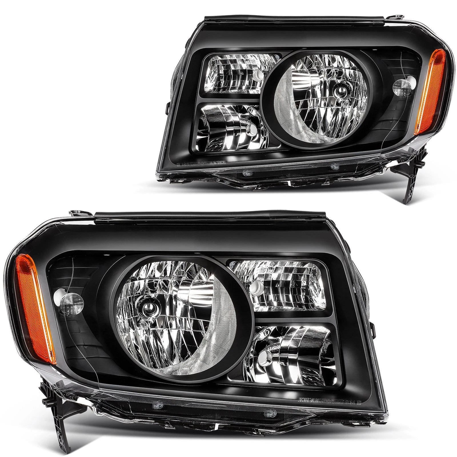Headlight Assembly Pair for Honda Pilot (2009–2011) Black Housing Clear Lens