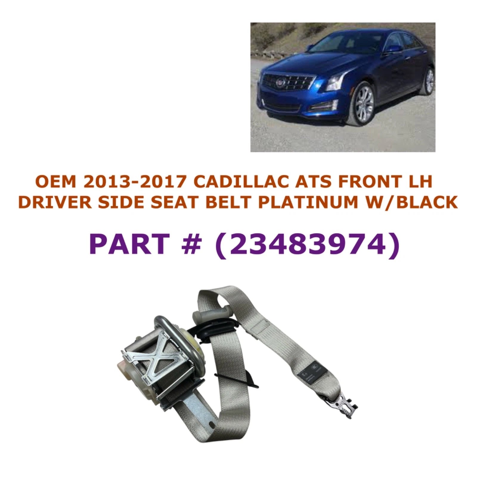 Front Left Seat Belt for Cadillac ATS (2013–2017) PLATINUM 23483974