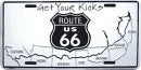 Route 66 License Plate Decal for Universal Fit (Engine Sign)
