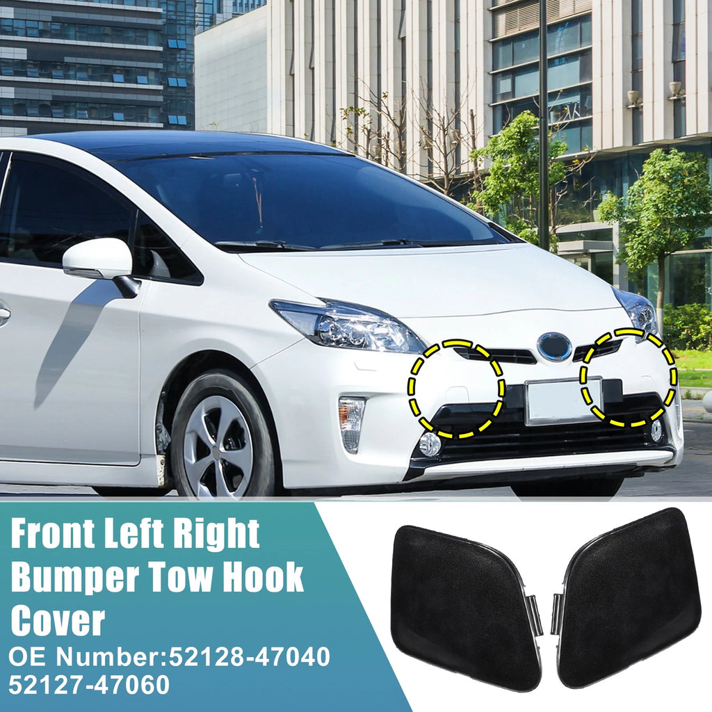 1 Pair Front Bumper Tow Hook Cover Trim for Toyota Prius V (2015–2017) No. 52128-47040