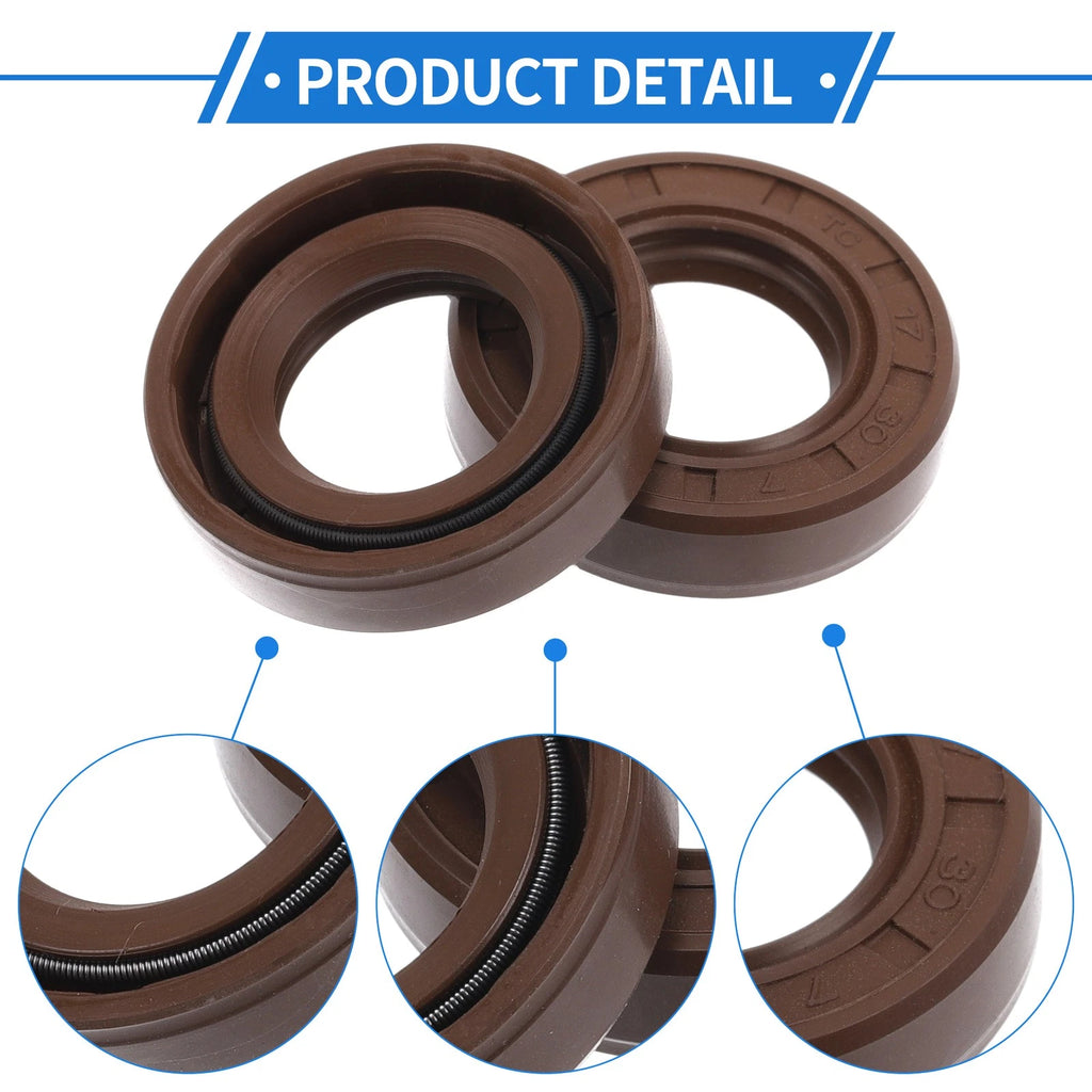 2X Oil Seal Rotary Shaft Seal FKM Rubber 17x30x7mm for Various Models