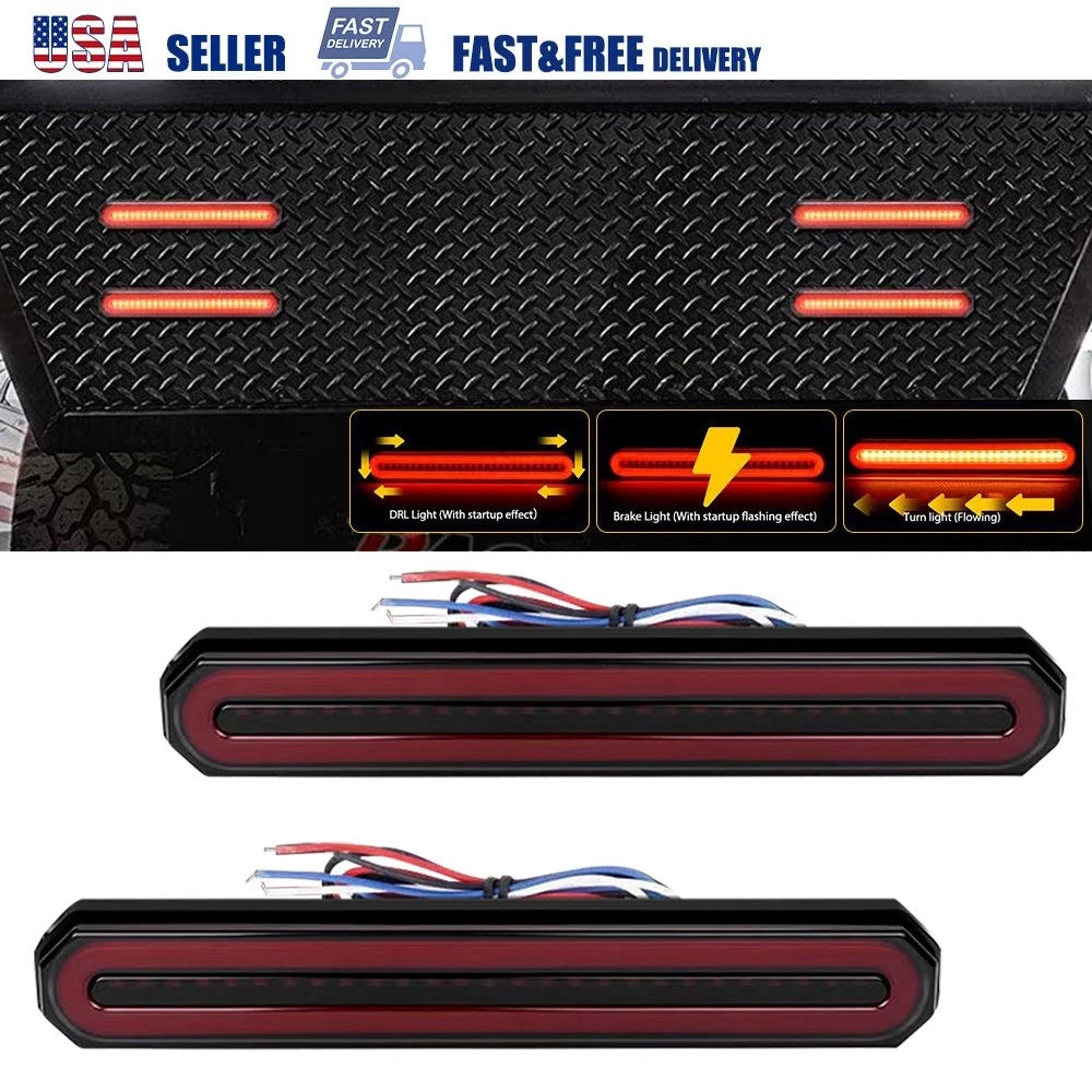2X Red/Amber 9" Oval LED Stop Turn Tail Brake Light for Truck Trailer