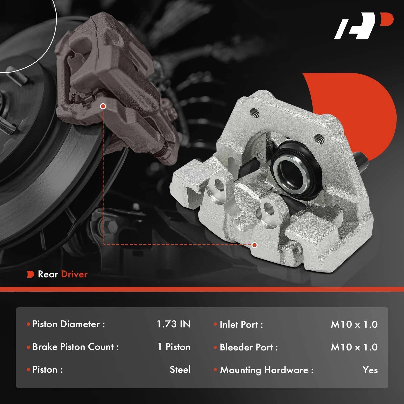 Rear Left Disc Brake Caliper with Bracket for BMW 550i GT (2010–2015)
