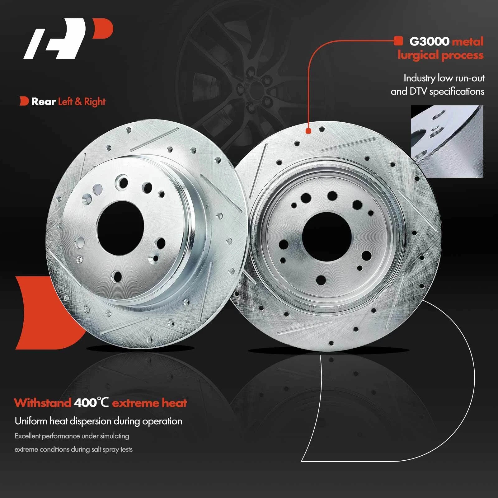 Set of 4 Drilled Brake Rotors for Honda Element (2003–2011)