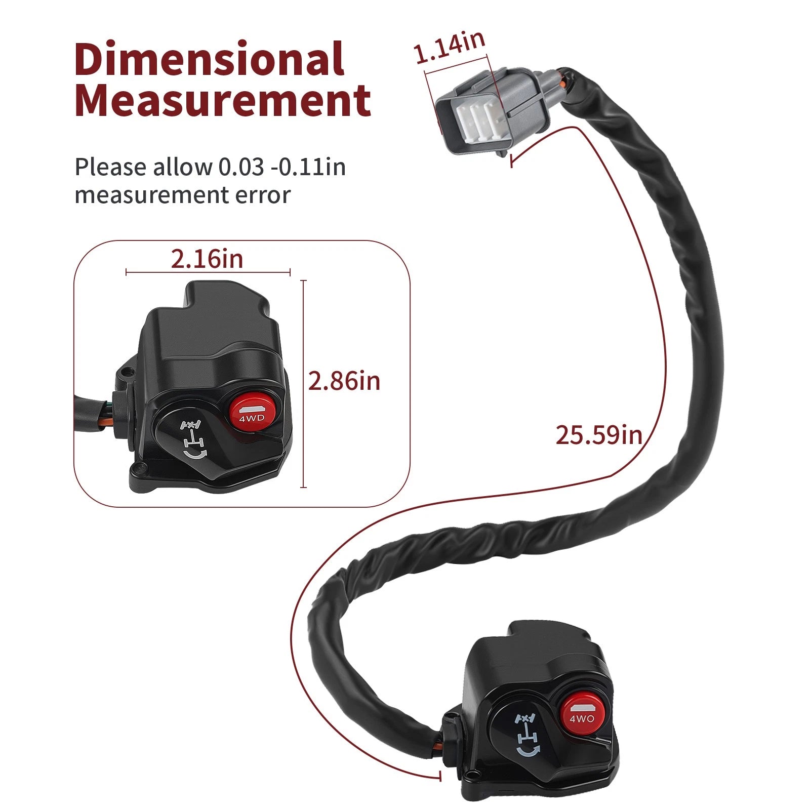 Differential Lock 4x4 Switch for Honda TRX500 Foreman Rubicon (2015–2019)