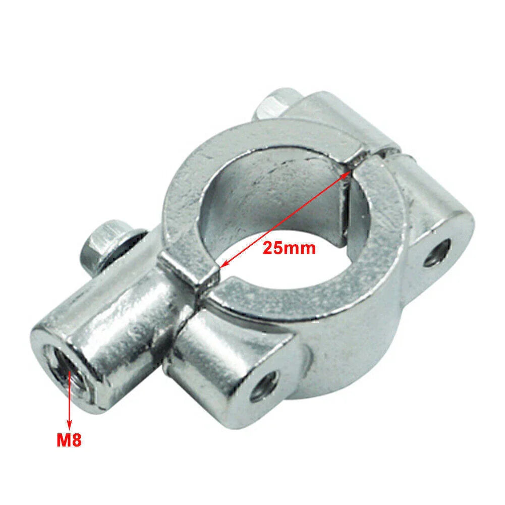 25MM M8 Motorcycle Silver Handlebar Mirror Mount Clamp Adaptor