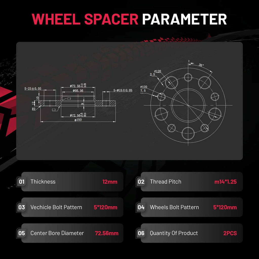 2PCS 12mm HubCentric Wheel Spacers for BMW 118i (2012-2018)