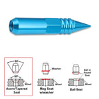 Set of 20 JDM M12X1.5 Light Blue Spiked Aluminum Rim Lug Nuts + Key