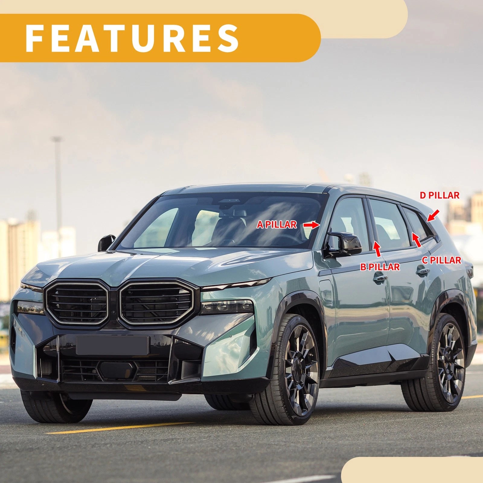 Set of 4 Car Pillar Window Trim Covers for Mercedes Benz CLS-Class  Chrome