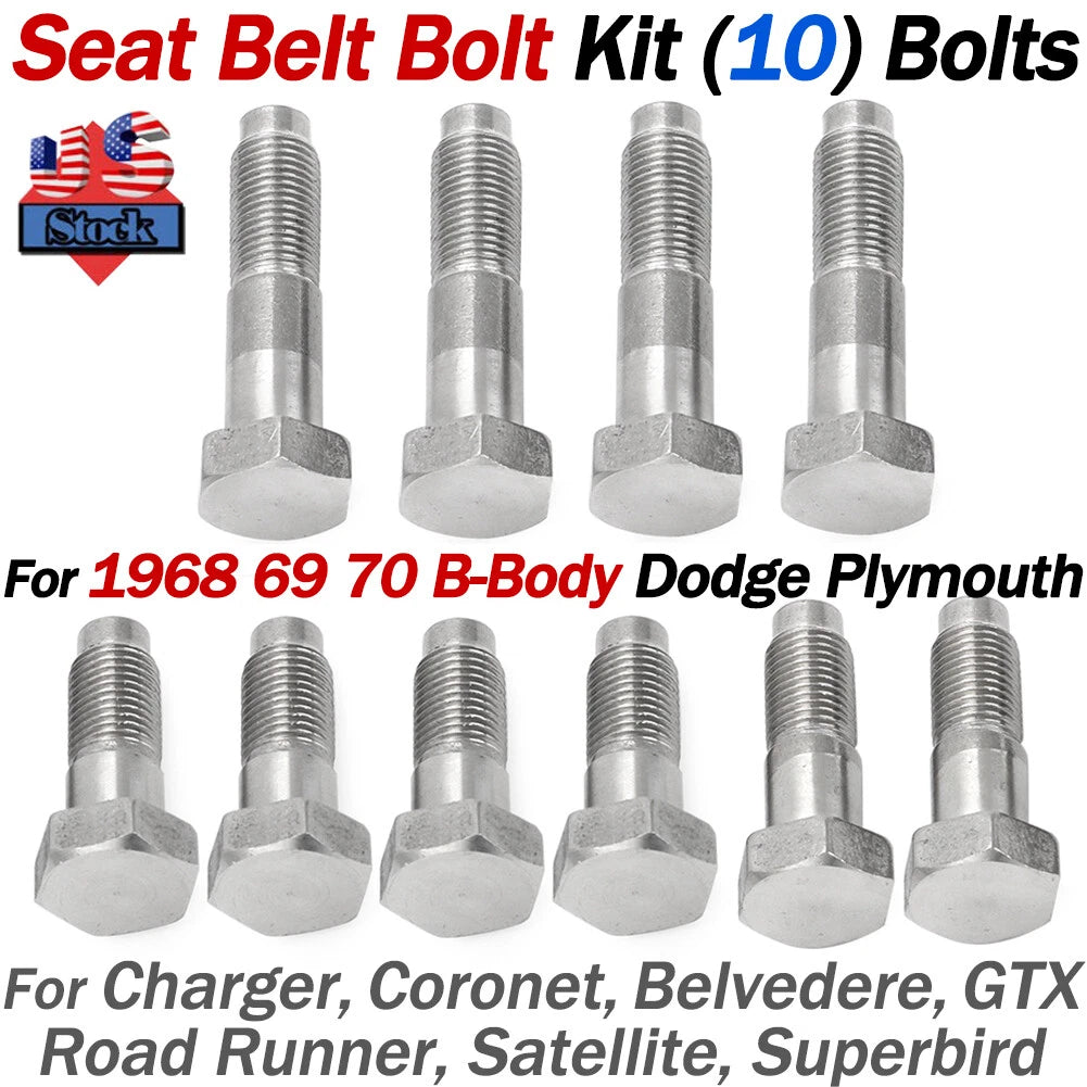10x Seat Belt Bolts for Dodge Charger GTX Roadrunner Coronet (1968–1970)