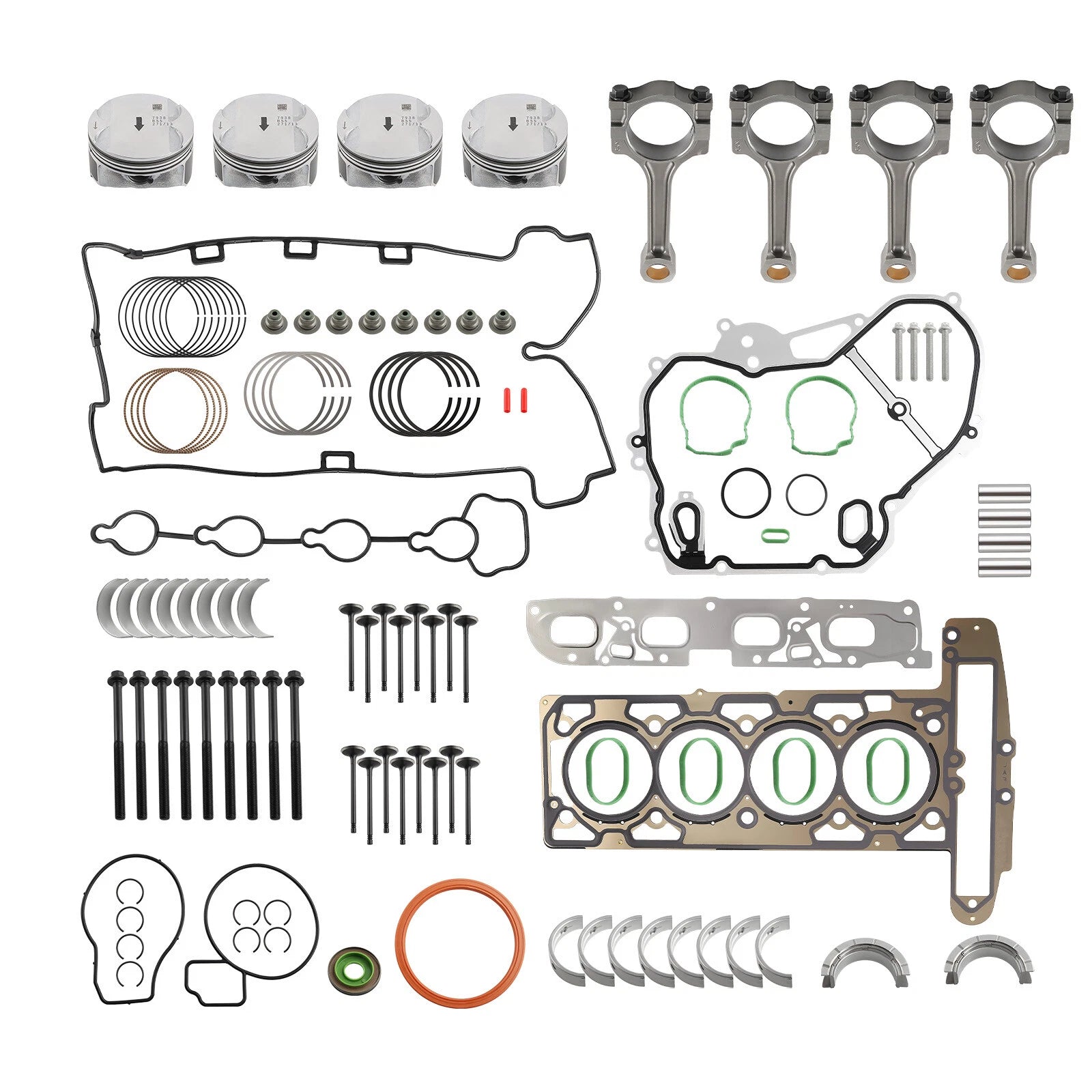 Engine Rebuild Kit with Connecting Rods & Pistons for Buick Chevrolet GMC 2.4L