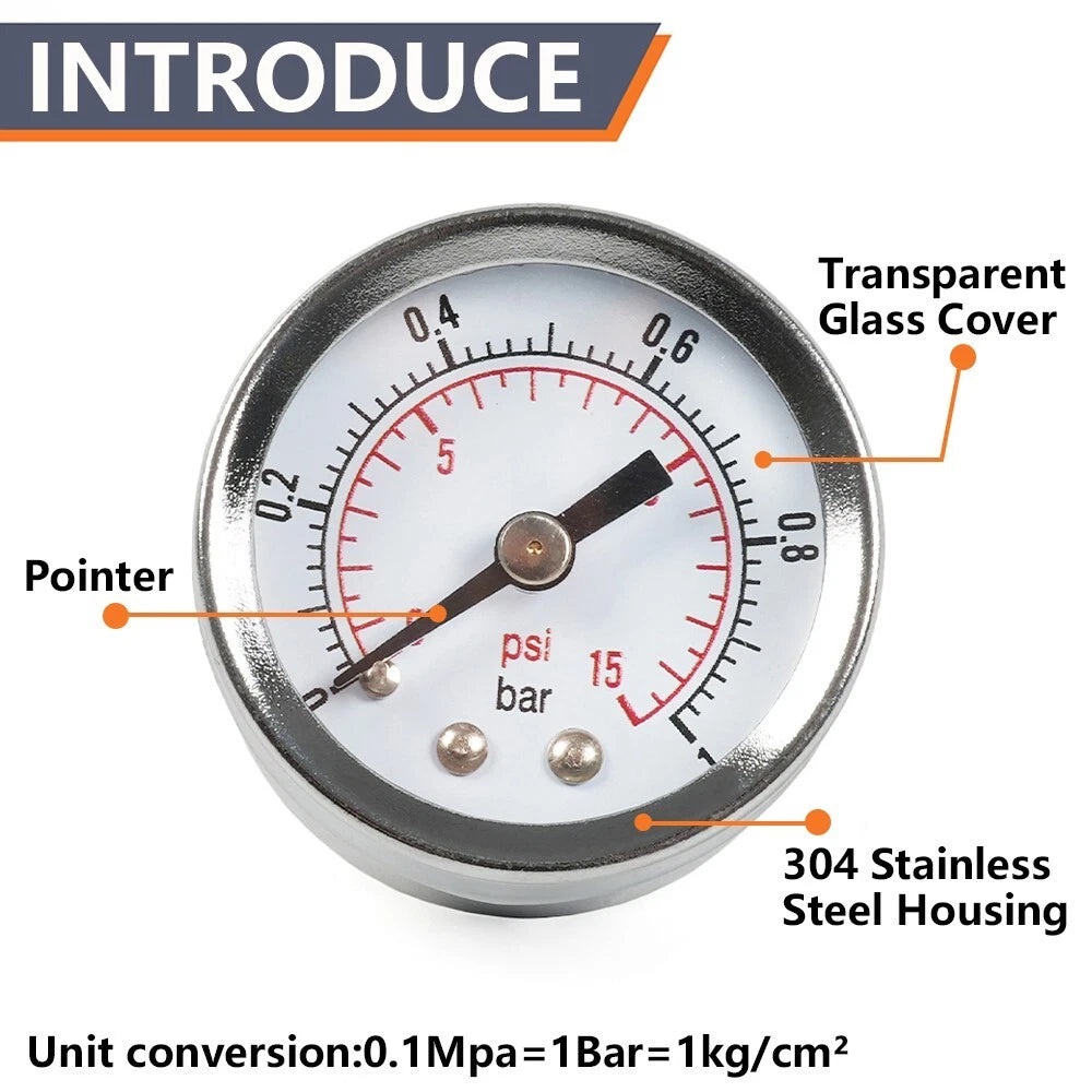 Pressure Gauge 0-15 PSI for Automotive Applications