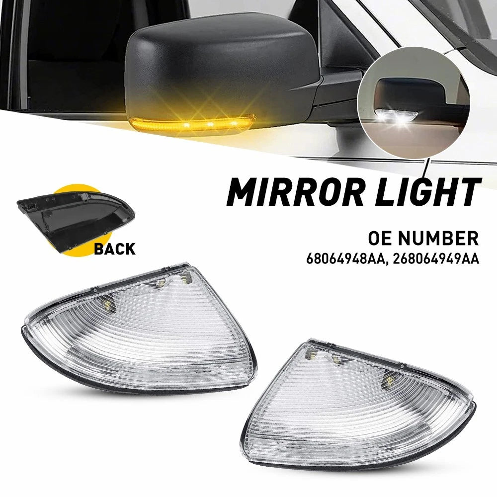 Set of 2 Mirror Turn Signal Puddle Lights for Dodge Ram 1500 2500 (2009–2014)