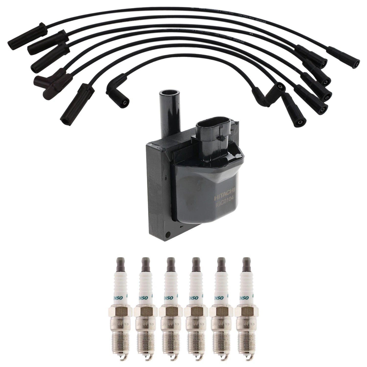 Set of 6 Hitachi Ignition Coils & Denso Iridium Spark Plugs for Sierra 1500