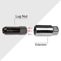 20Pc M12X1.25 Black JDM Open End Conical Wheel Lug Nuts + Extension 20mmx60mm