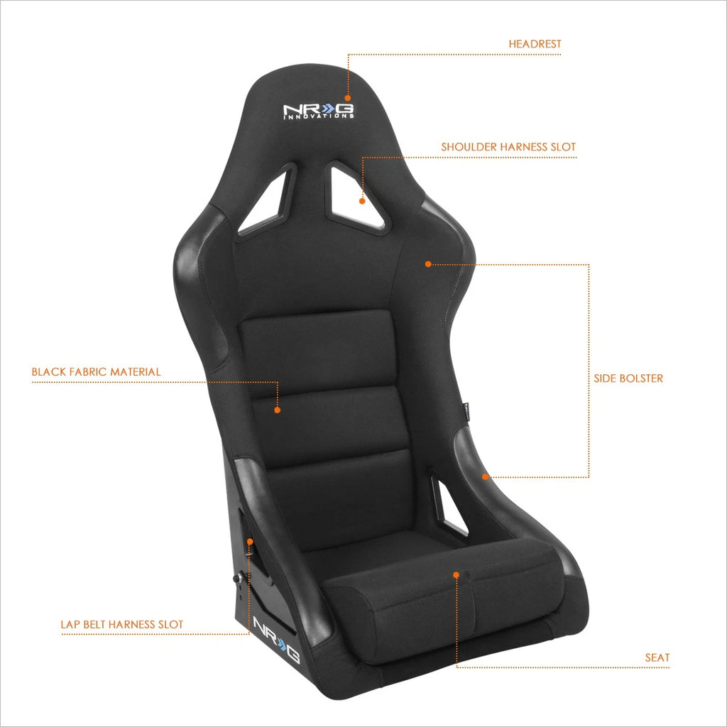 2X Fixed Back Racing Bucket Seat + Side Bracket for NRG Innovation (FRP-330)